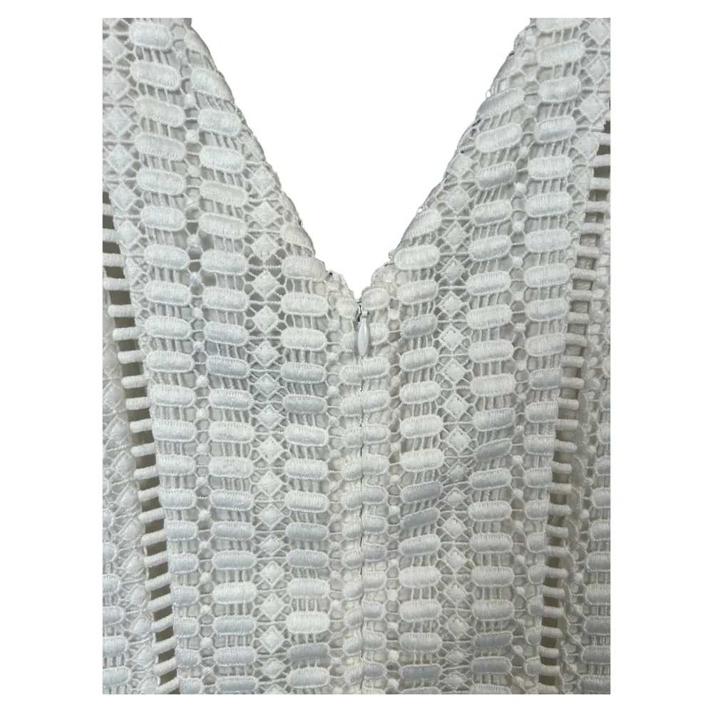 J. Crew White‎ Geometric Lace V-Neck Mini Skater Sleeveless Dress, Size 8